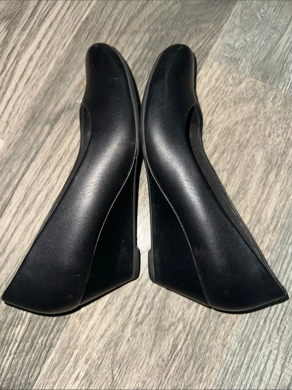 Clarks collection‎ Flores Tulip Wedge Pump Black Leather womens size 8